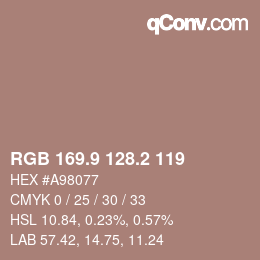 Color code: RGB 169.9 128.2 119 | qconv.com