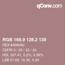 カラーコード: RGB 169.9 128.2 130 | qconv.com