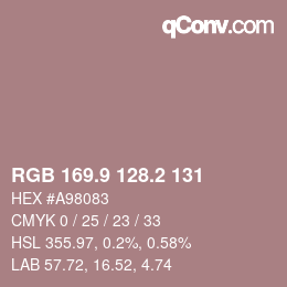 Color code: RGB 169.9 128.2 131 | qconv.com