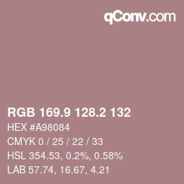 カラーコード: RGB 169.9 128.2 132 | qconv.com