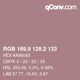 カラーコード: RGB 169.9 128.2 133 | qconv.com
