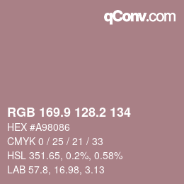 カラーコード: RGB 169.9 128.2 134 | qconv.com