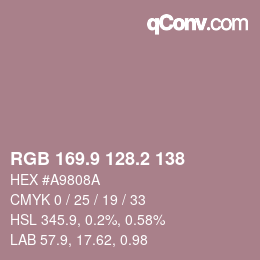 Color code: RGB 169.9 128.2 138 | qconv.com