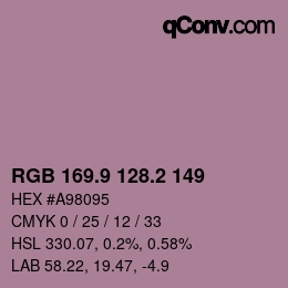 Farbcode: RGB 169.9 128.2 149 | qconv.com