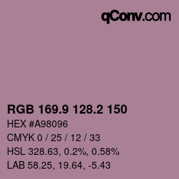 カラーコード: RGB 169.9 128.2 150 | qconv.com
