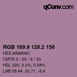 カラーコード: RGB 169.9 128.2 156 | qconv.com