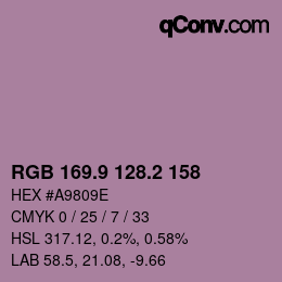 カラーコード: RGB 169.9 128.2 158 | qconv.com