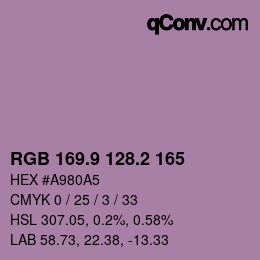 Color code: RGB 169.9 128.2 165 | qconv.com