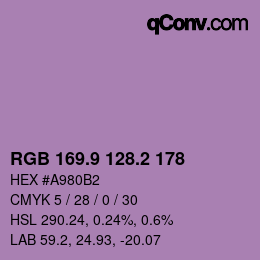 カラーコード: RGB 169.9 128.2 178 | qconv.com