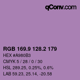 Color code: RGB 169.9 128.2 179 | qconv.com