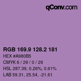 カラーコード: RGB 169.9 128.2 181 | qconv.com