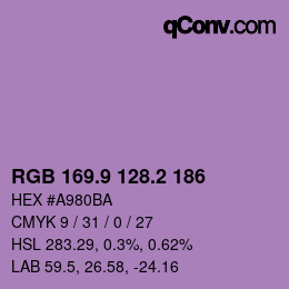 カラーコード: RGB 169.9 128.2 186 | qconv.com