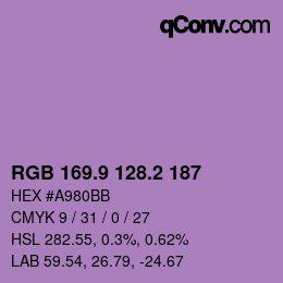 カラーコード: RGB 169.9 128.2 187 | qconv.com
