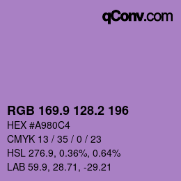 カラーコード: RGB 169.9 128.2 196 | qconv.com