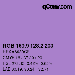 カラーコード: RGB 169.9 128.2 203 | qconv.com