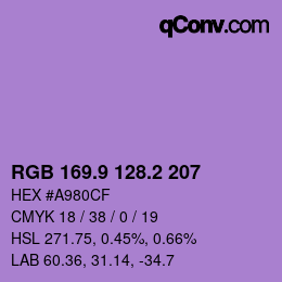 カラーコード: RGB 169.9 128.2 207 | qconv.com