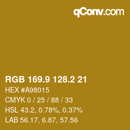 カラーコード: RGB 169.9 128.2 21 | qconv.com