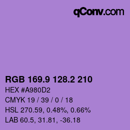 カラーコード: RGB 169.9 128.2 210 | qconv.com