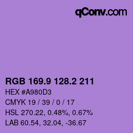 カラーコード: RGB 169.9 128.2 211 | qconv.com