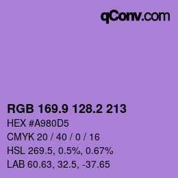 カラーコード: RGB 169.9 128.2 213 | qconv.com