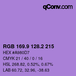 カラーコード: RGB 169.9 128.2 215 | qconv.com