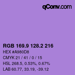 カラーコード: RGB 169.9 128.2 216 | qconv.com