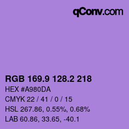 カラーコード: RGB 169.9 128.2 218 | qconv.com