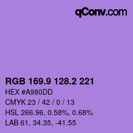 カラーコード: RGB 169.9 128.2 221 | qconv.com