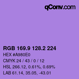 カラーコード: RGB 169.9 128.2 224 | qconv.com