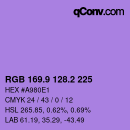 カラーコード: RGB 169.9 128.2 225 | qconv.com