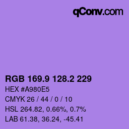 カラーコード: RGB 169.9 128.2 229 | qconv.com