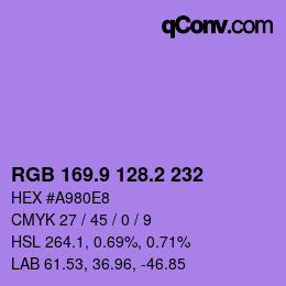 カラーコード: RGB 169.9 128.2 232 | qconv.com