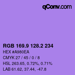 カラーコード: RGB 169.9 128.2 234 | qconv.com