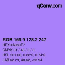 カラーコード: RGB 169.9 128.2 247 | qconv.com