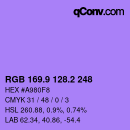 カラーコード: RGB 169.9 128.2 248 | qconv.com