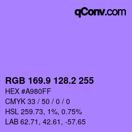 カラーコード: RGB 169.9 128.2 255 | qconv.com