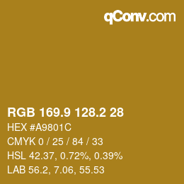 Color code: RGB 169.9 128.2 28 | qconv.com