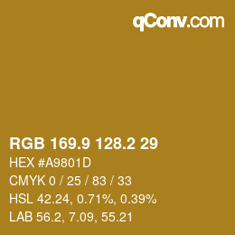 カラーコード: RGB 169.9 128.2 29 | qconv.com