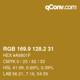 Color code: RGB 169.9 128.2 31 | qconv.com