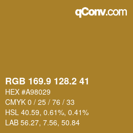 カラーコード: RGB 169.9 128.2 41 | qconv.com