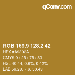 カラーコード: RGB 169.9 128.2 42 | qconv.com