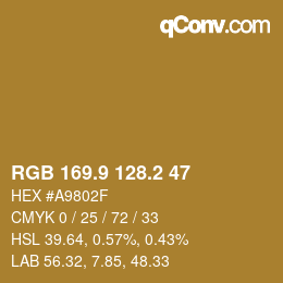 Color code: RGB 169.9 128.2 47 | qconv.com
