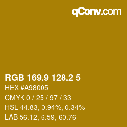 カラーコード: RGB 169.9 128.2 5 | qconv.com