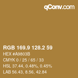 Color code: RGB 169.9 128.2 59 | qconv.com