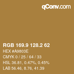 カラーコード: RGB 169.9 128.2 62 | qconv.com