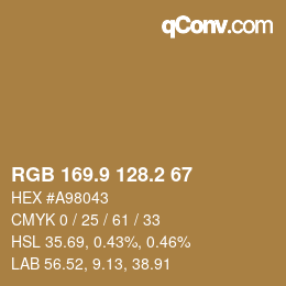 Color code: RGB 169.9 128.2 67 | qconv.com