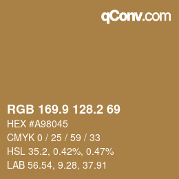 Color code: RGB 169.9 128.2 69 | qconv.com