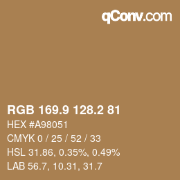 Color code: RGB 169.9 128.2 81 | qconv.com