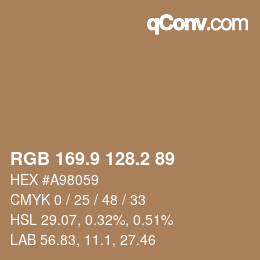 Color code: RGB 169.9 128.2 89 | qconv.com