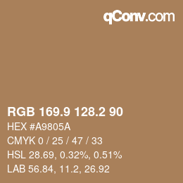 カラーコード: RGB 169.9 128.2 90 | qconv.com